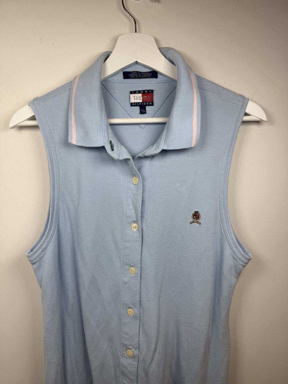 Tommy Hilfiger Women's Large Polo Tank Dress Light Blue Classic Preppy Golf
